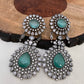 American Diamond Mint Green Stone Victorian Polish Earrings