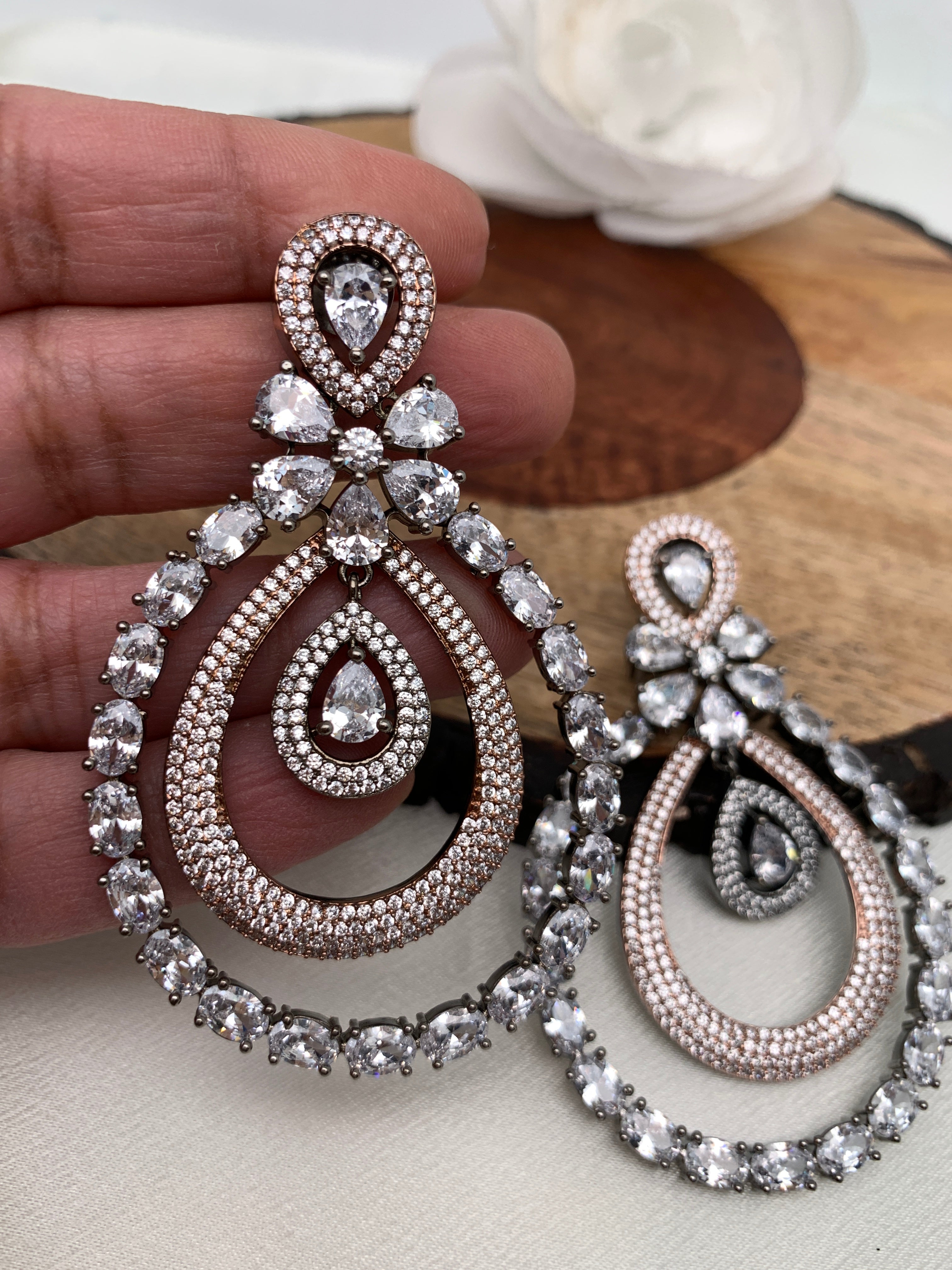 American diamond hot sale long earrings