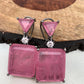 Pink Square Doublet Stone AD Earrings