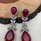 Red Doublet Stone AD Earrings