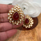 Red Carved Stone Kundan Studs