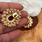 Red Carved Stone Kundan Studs