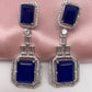 AD Doublet Stone Silver Finish Earrings - Blue