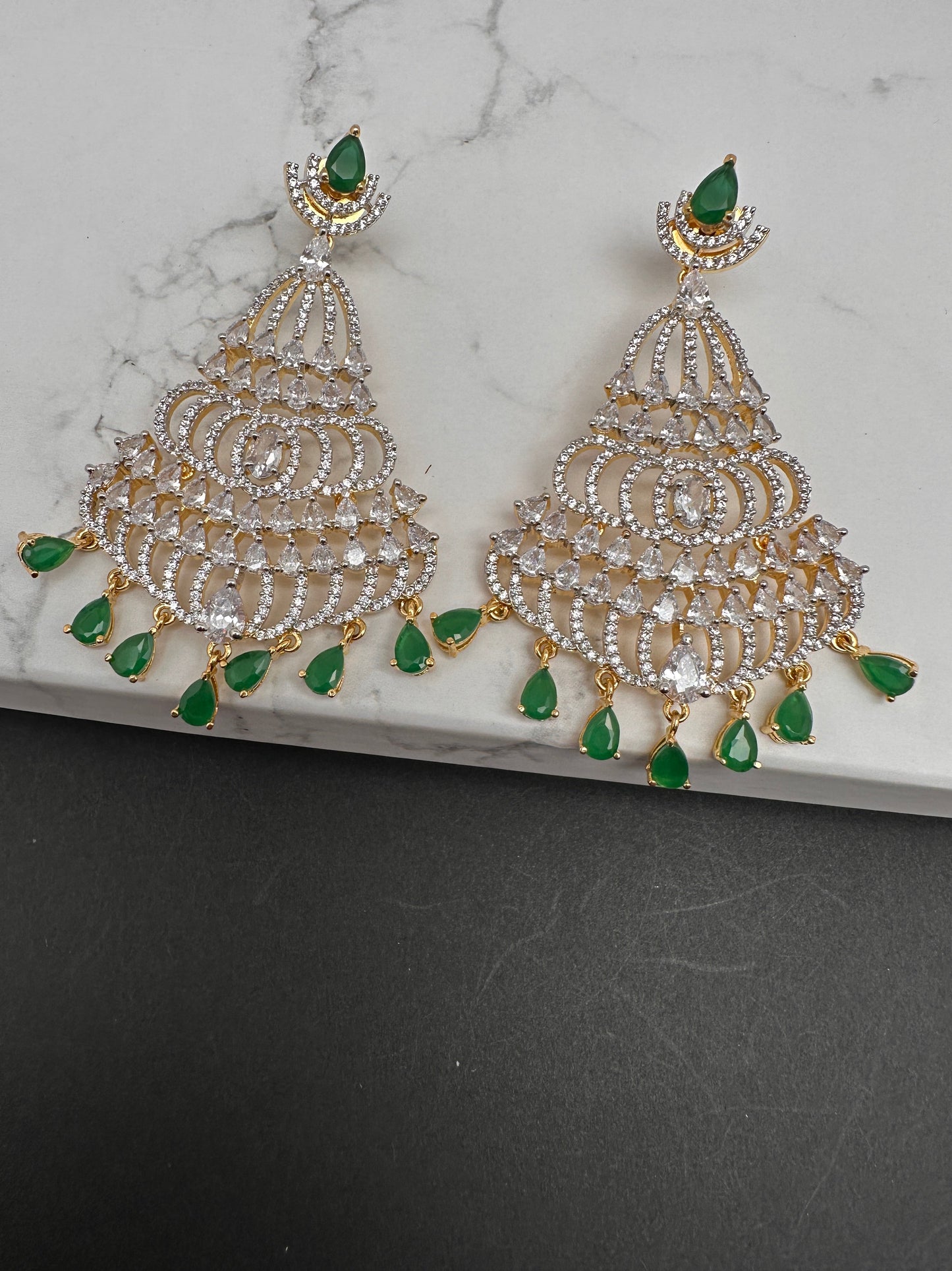 AD Emerald Green Stone Earrings