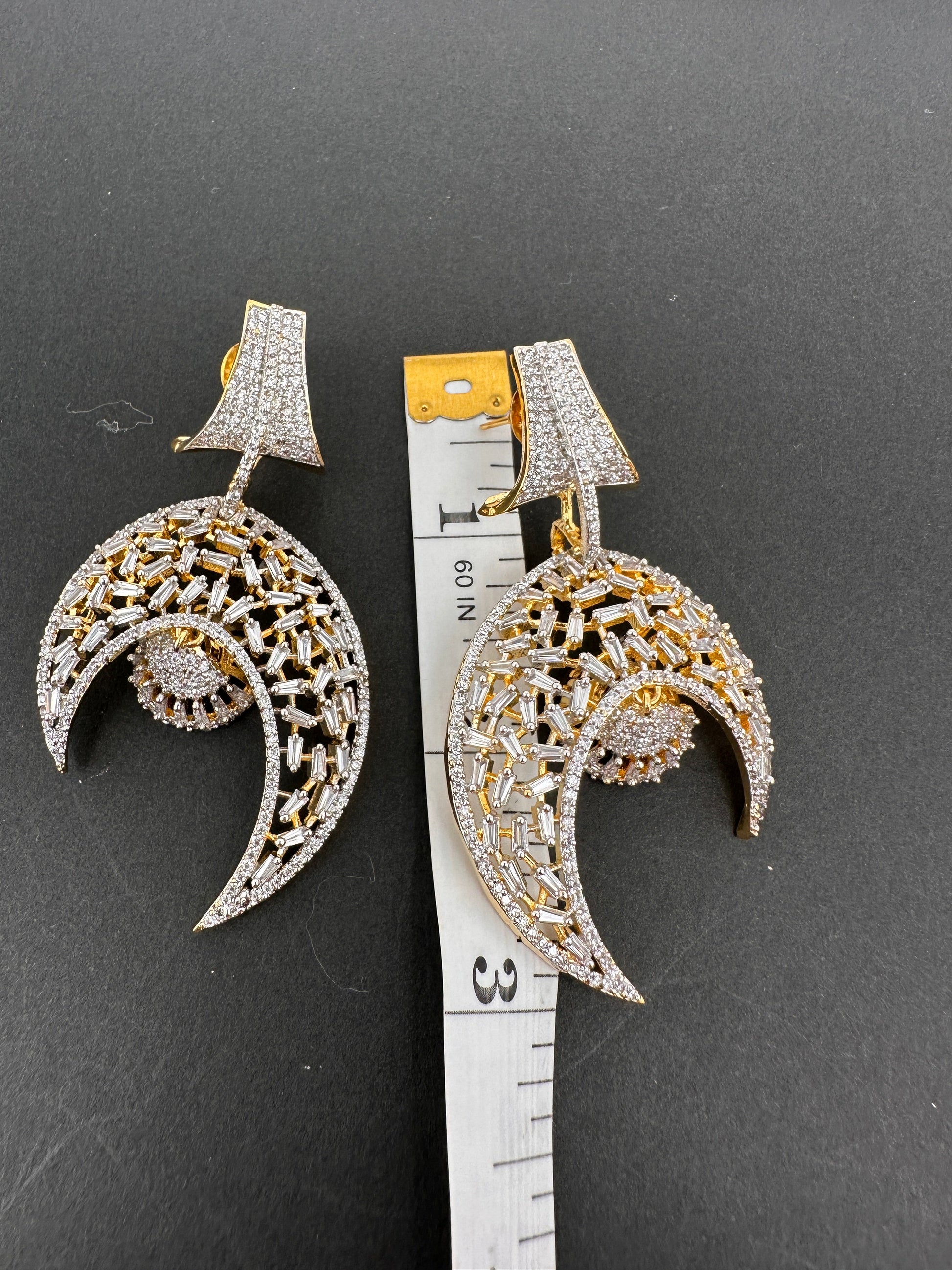 AD Crescent Design Earrings - Gold