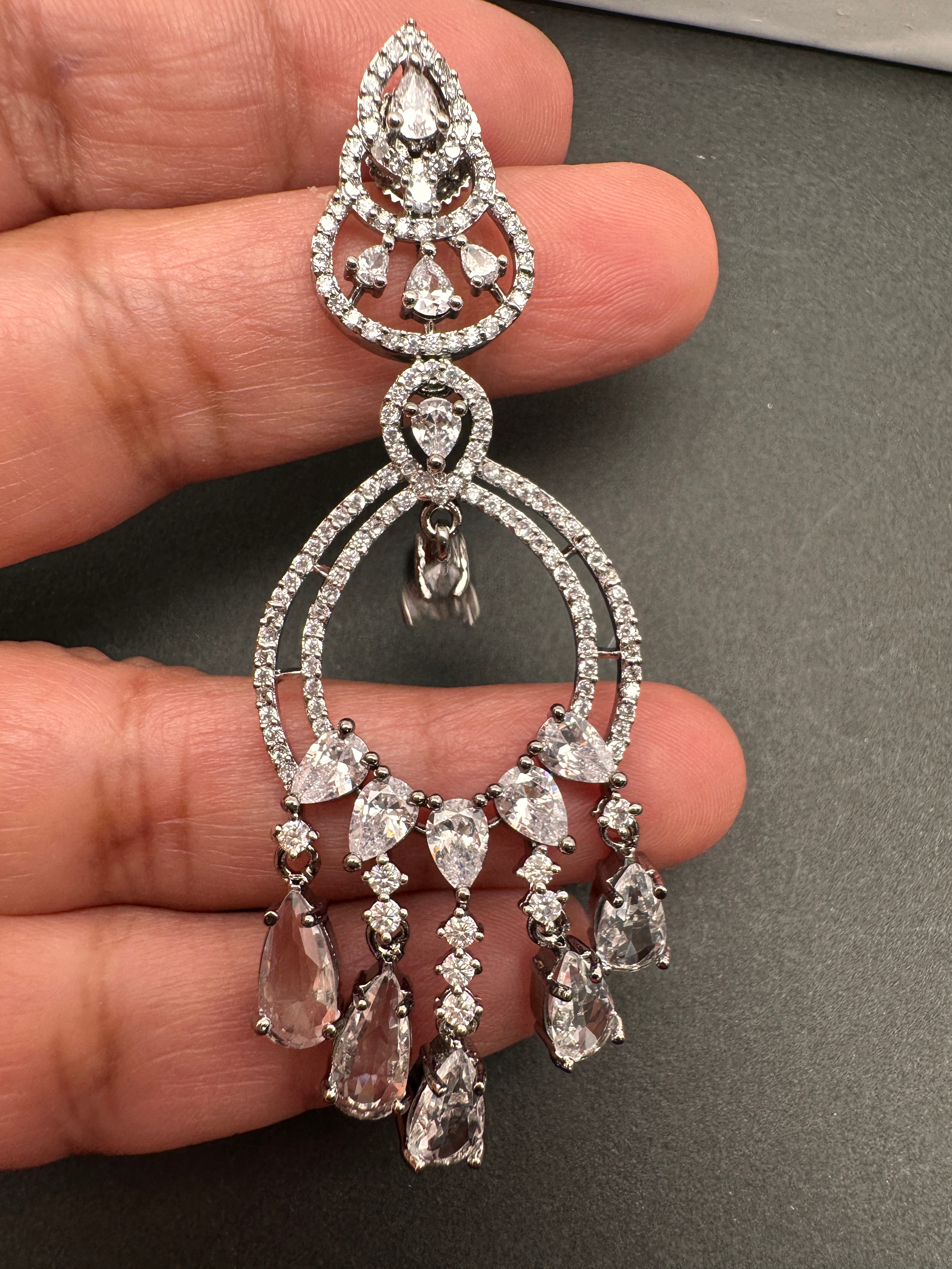 White stone deals chandbali earrings