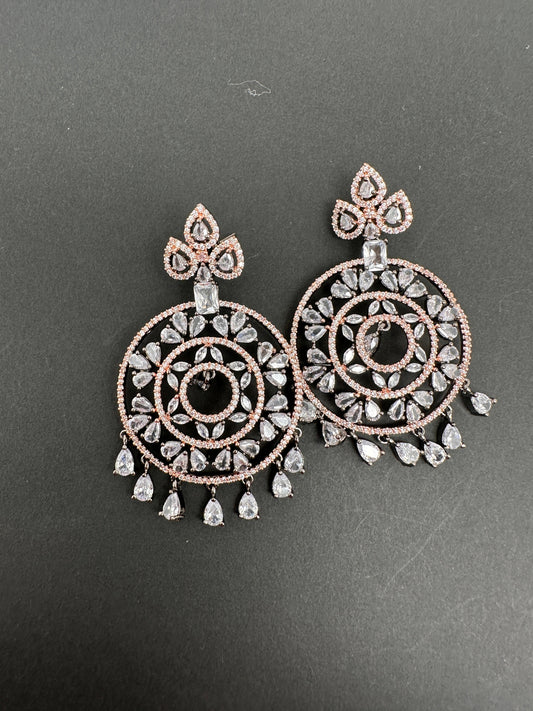 AD Clear Stone Victorian Finish Earrings