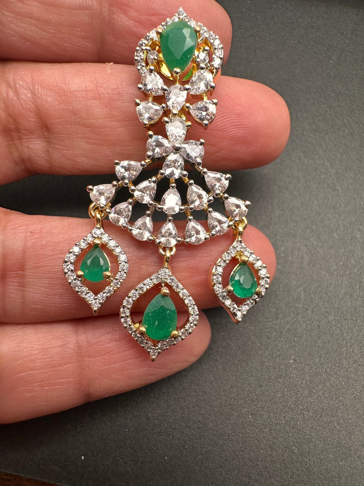 AD Emerald Green Stone Earrings