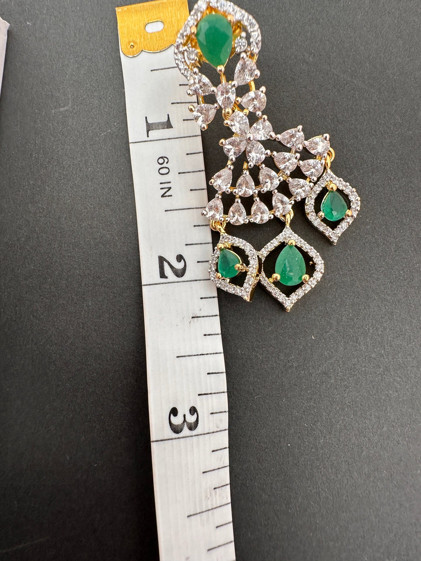 AD Emerald Green Stone Earrings