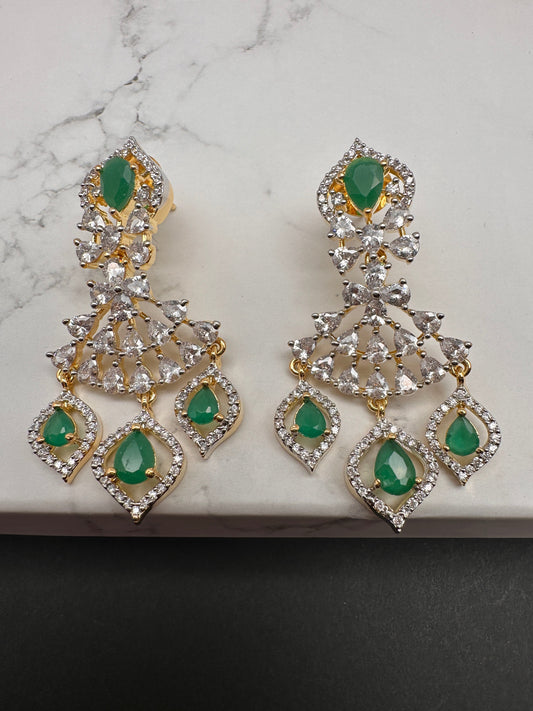 AD Emerald Green Stone Earrings