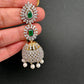 AD Color Stone Pearls Jhumki Earings - Green