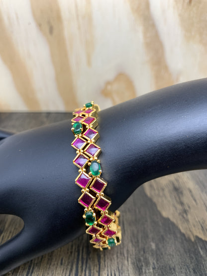 Red Green Kemp Diamond Pattern Bangle