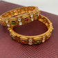 Kundan Red Green Stone Bangles