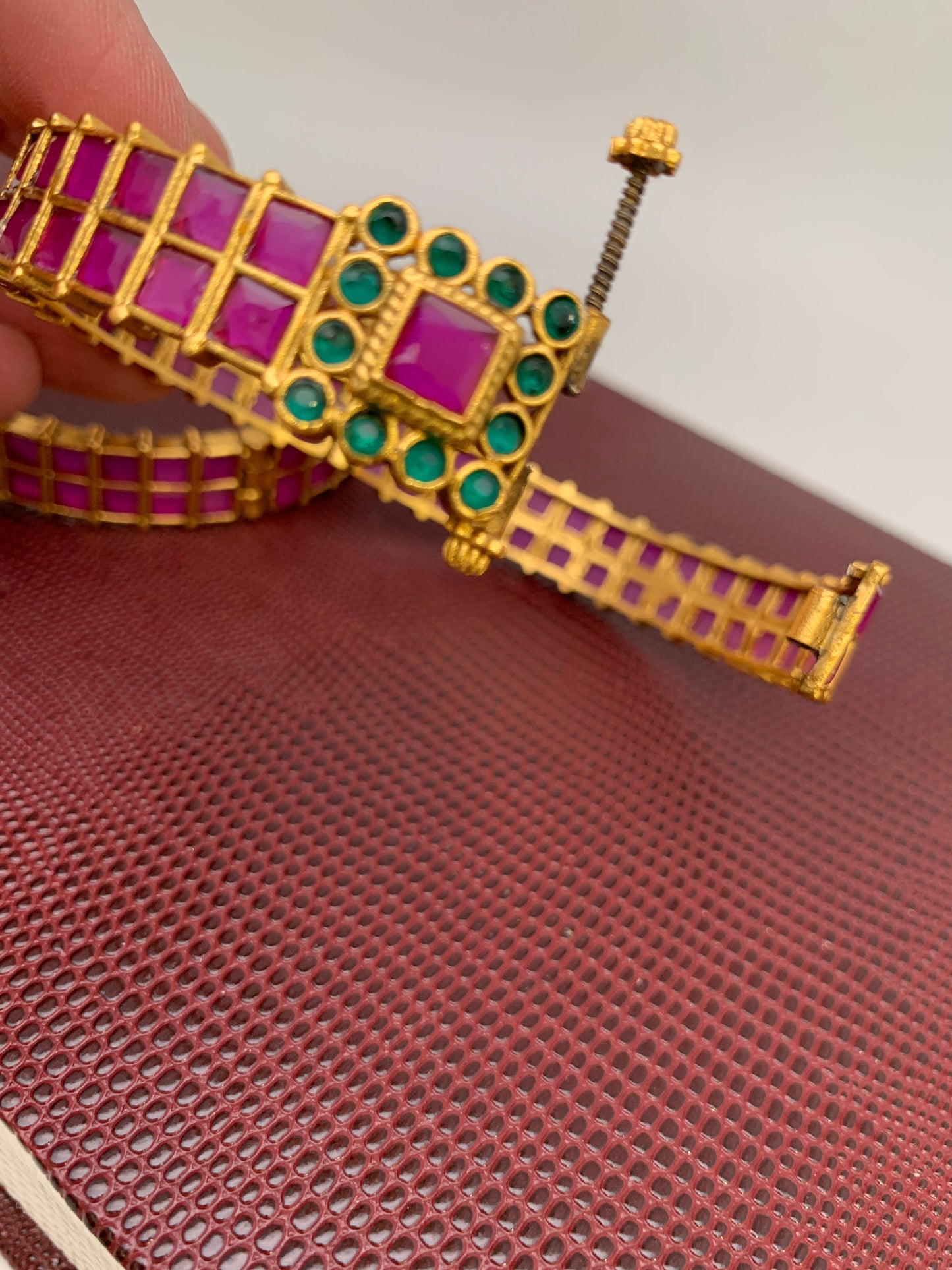 Ruby Red Green Stone Bangles