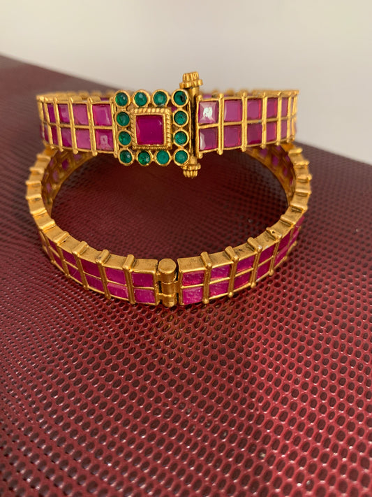 Ruby Red Green Stone Bangles