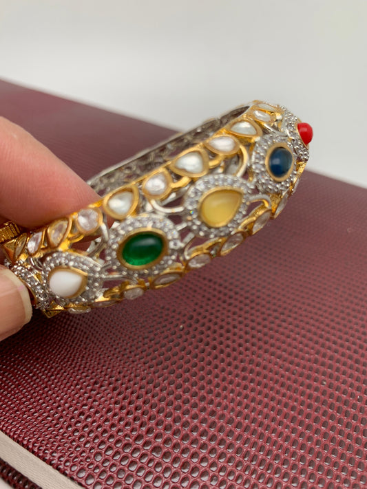 Kundan Navratan Stone Openable Kada