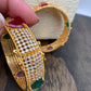 AD Red Green Stone Openable Bangle