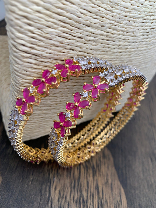 AD Ruby Red Stone Bangles