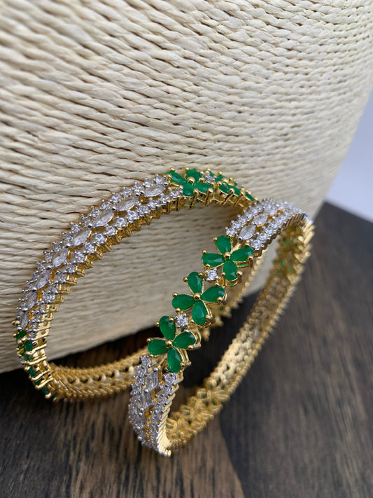 AD Emerald Green Stone Bangles