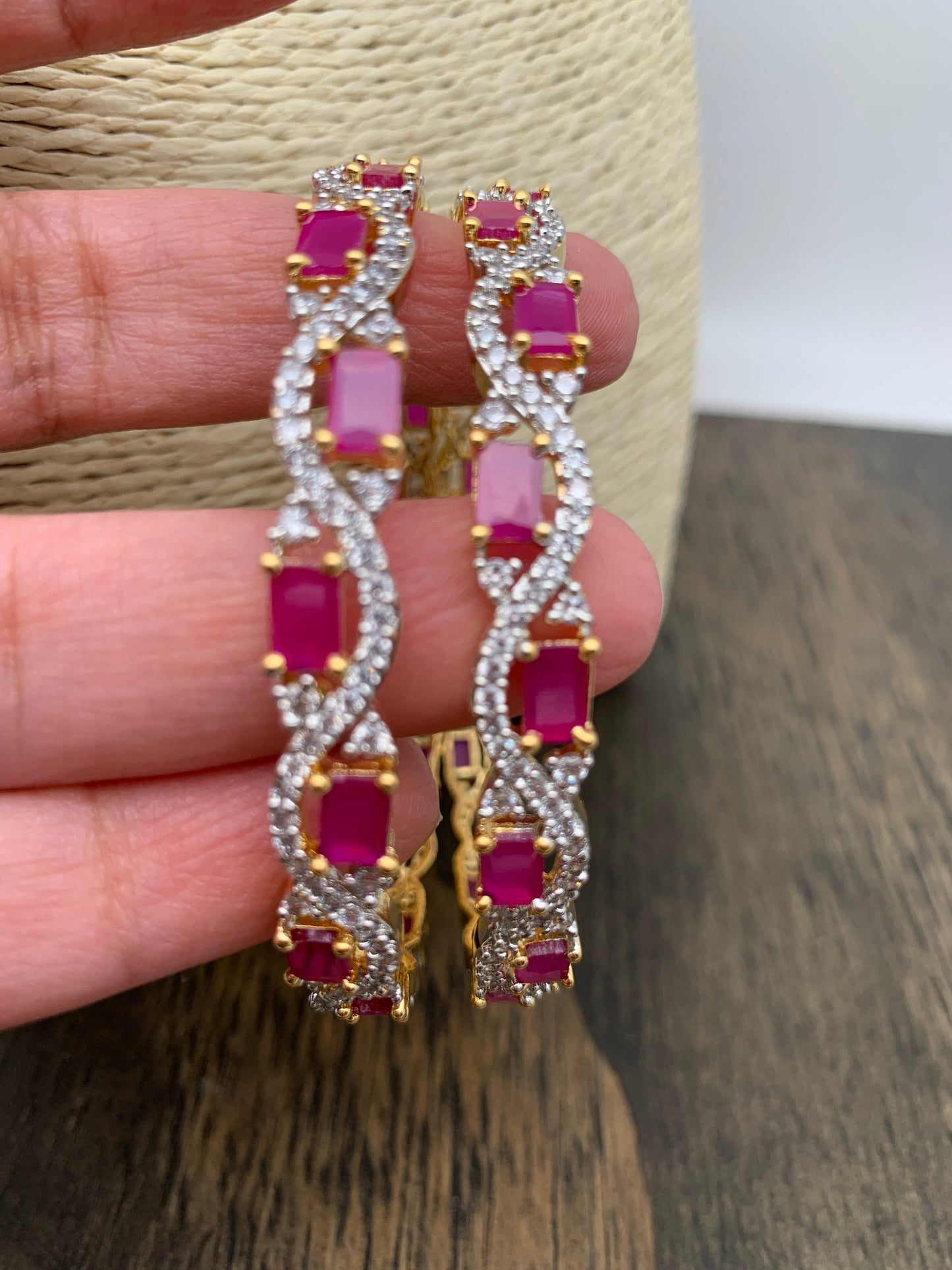 AD Ruby Red Stone Bangles