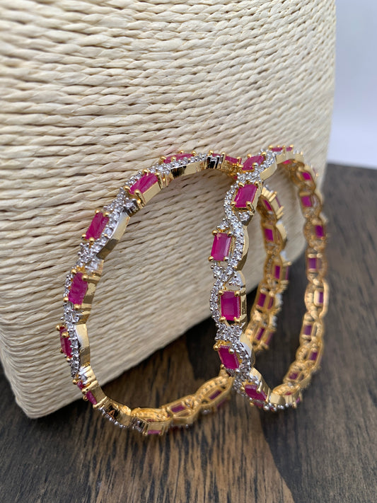 AD Ruby Red Stone Bangles