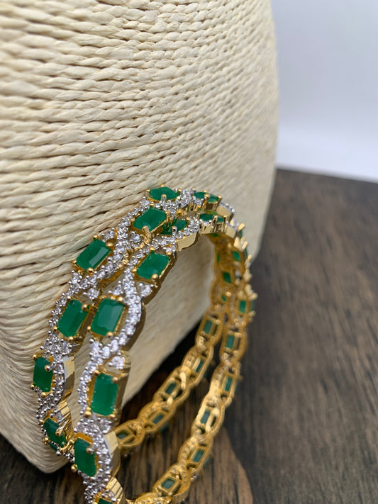 AD Emerald Green Stone Bangles