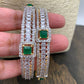 AD Emerald Green Stone Broad Bangles