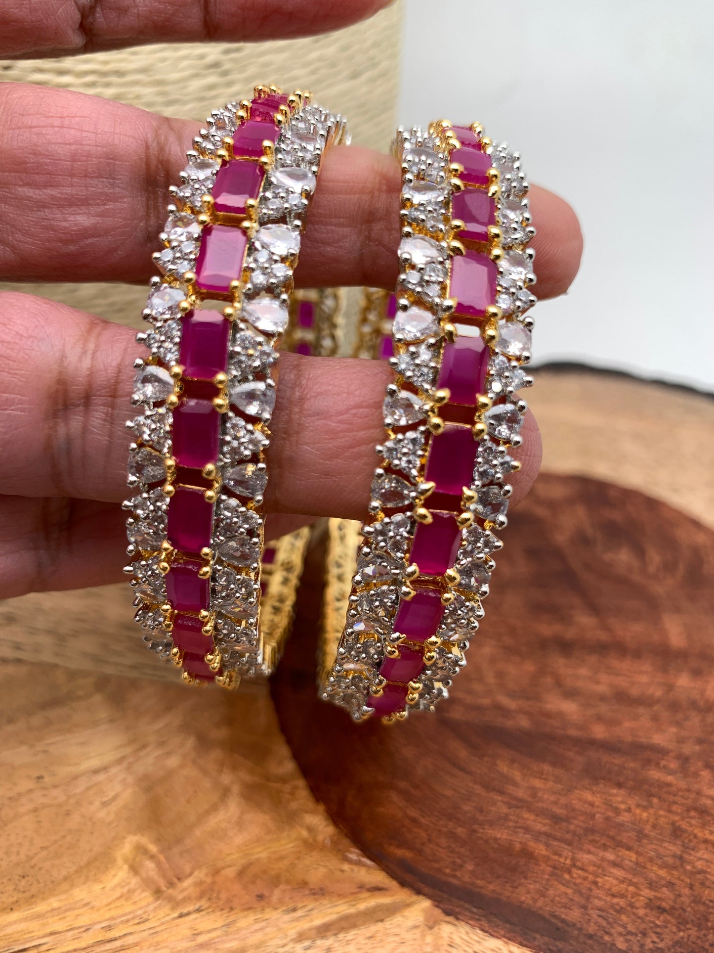 AD Ruby Red Stone Bangles