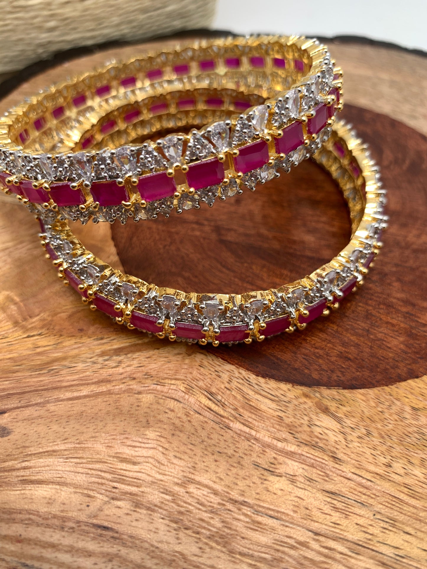 AD Ruby Red Stone Bangles