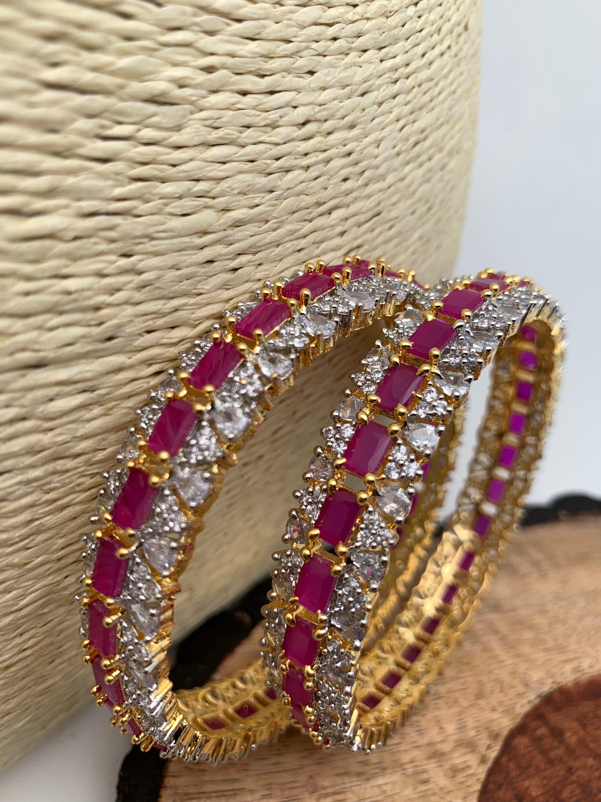 AD Ruby Red Stone Bangles