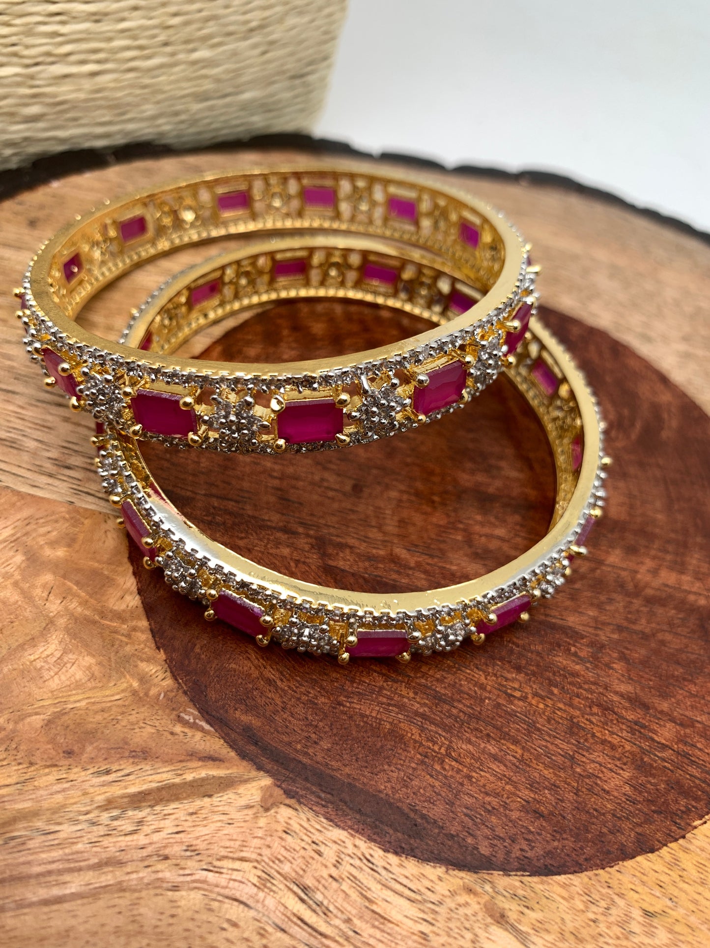 AD Ruby Red Stone Bangles