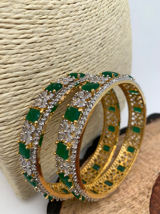 AD Emerald Green Stone Bangles