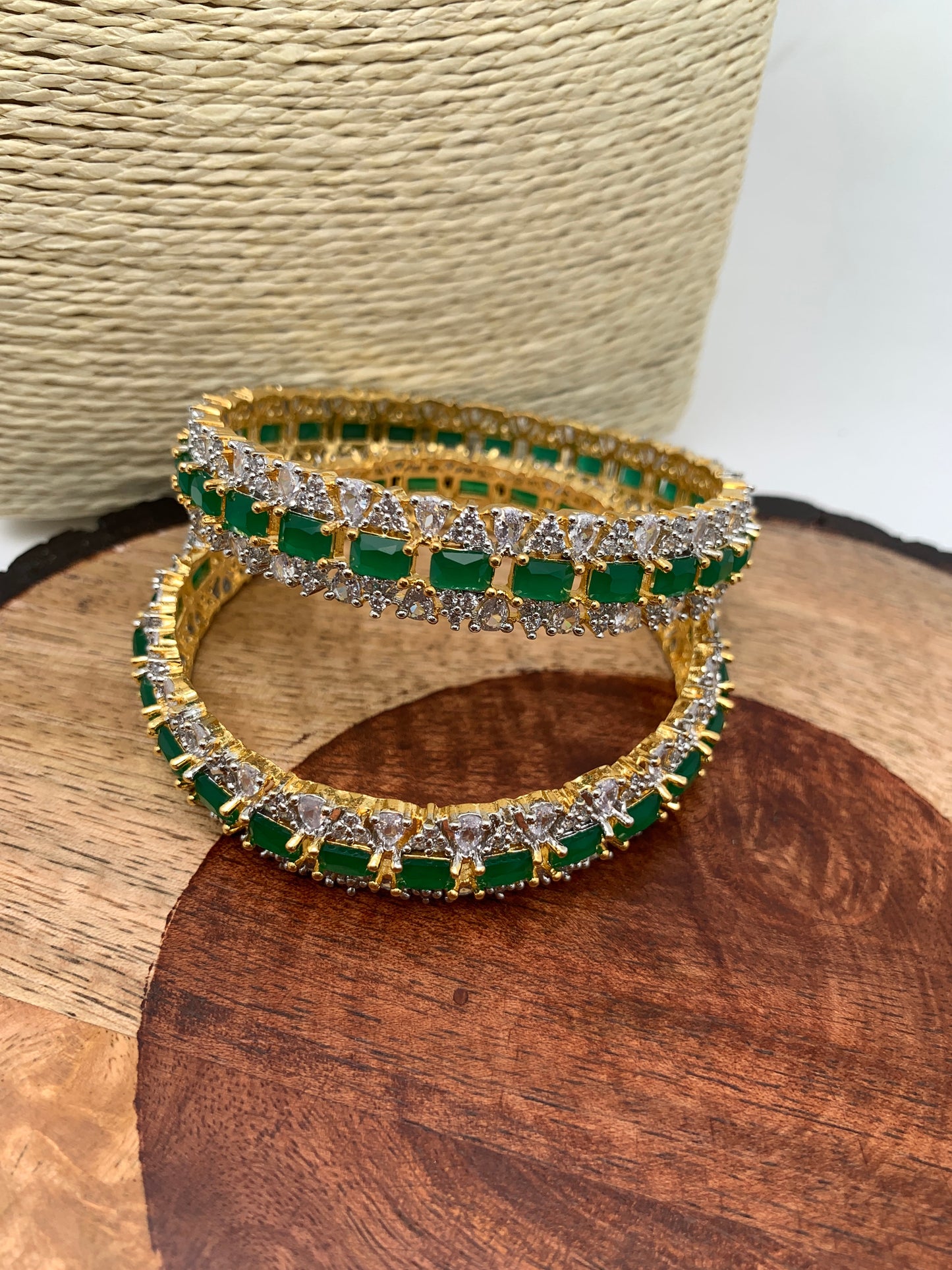 AD Emerald Green Stone Bangles