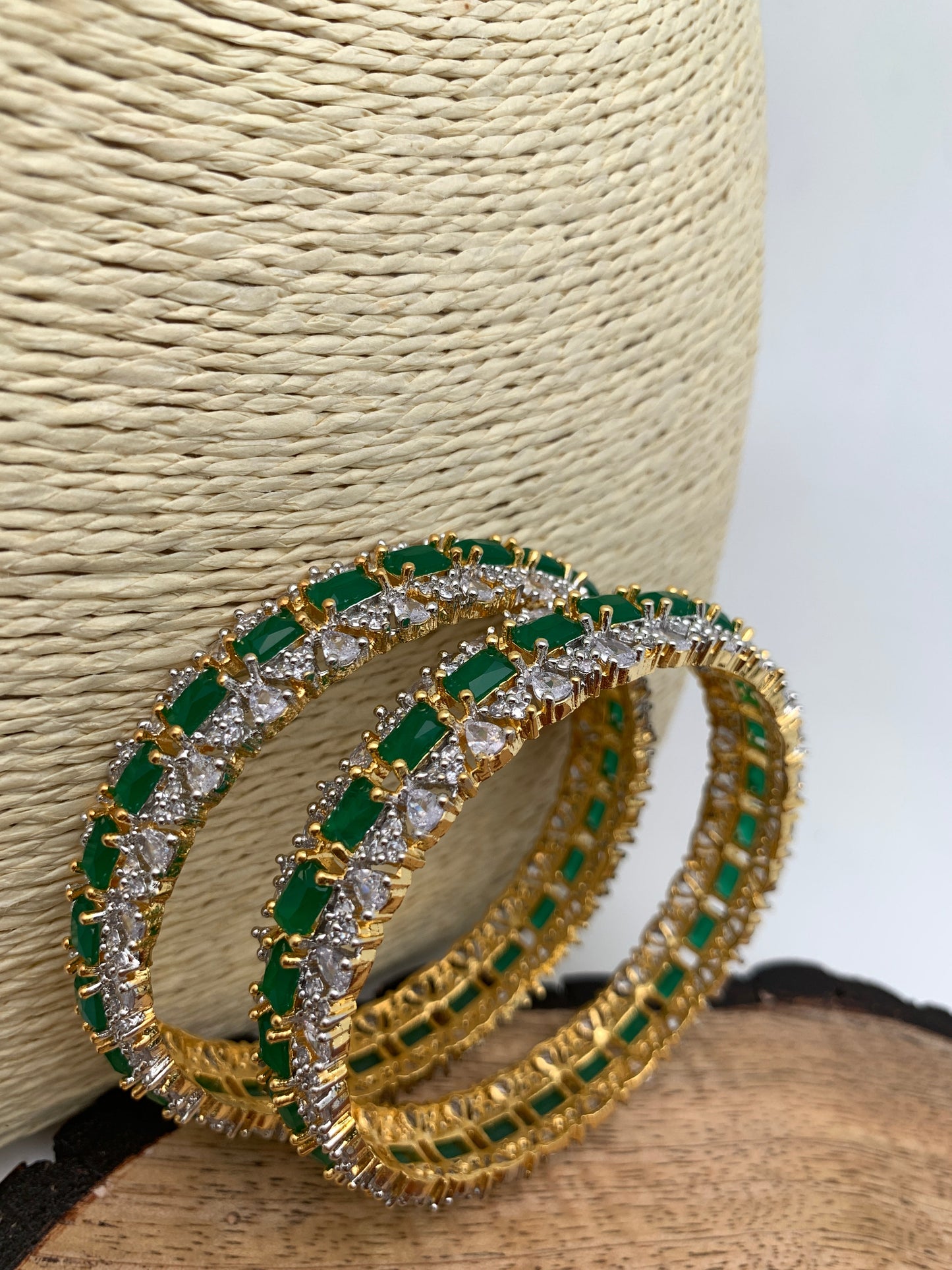 AD Emerald Green Stone Bangles