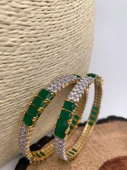 AD Emerald Green Stone Bangles