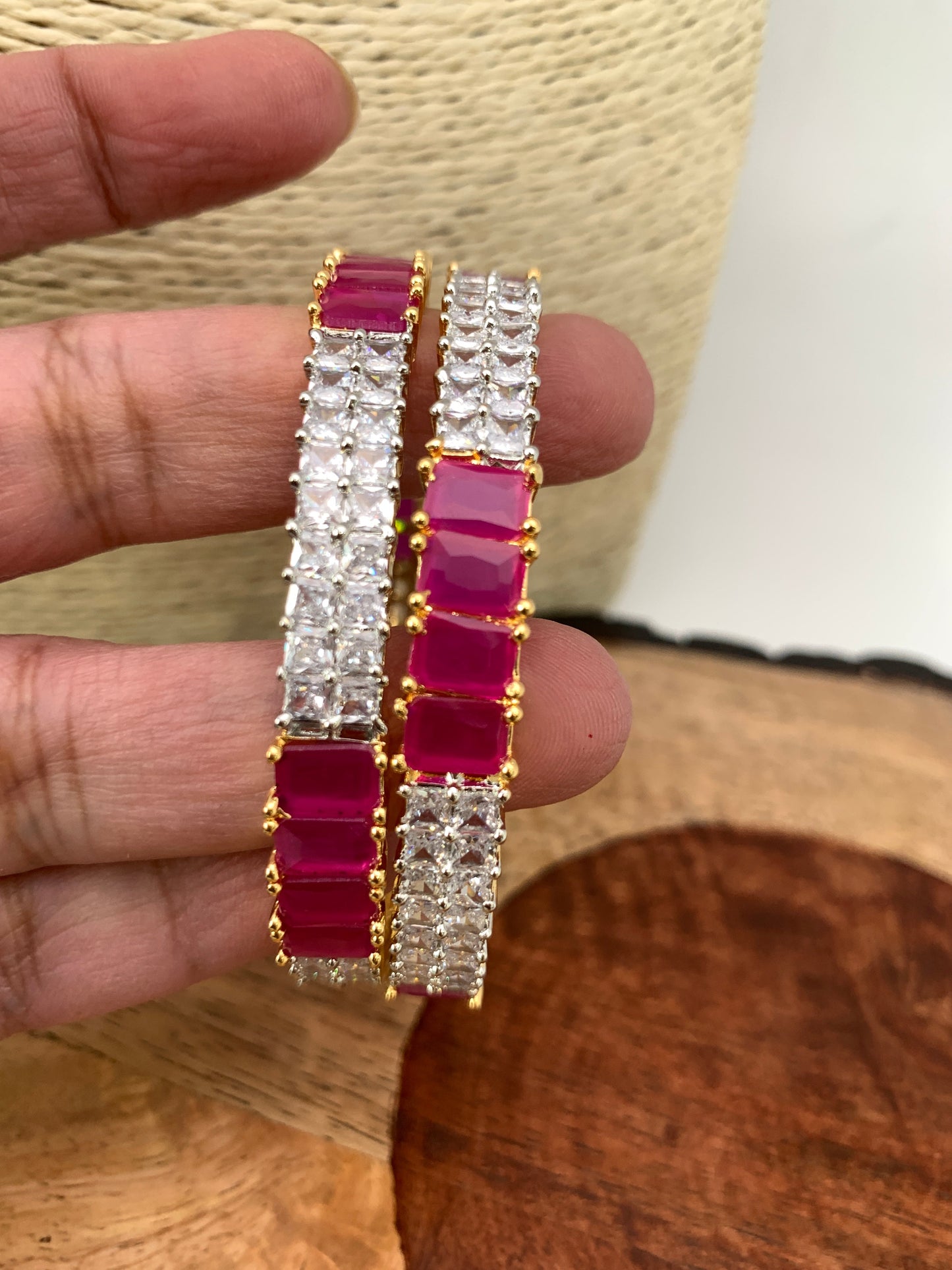 AD Ruby Red Stone Bangles