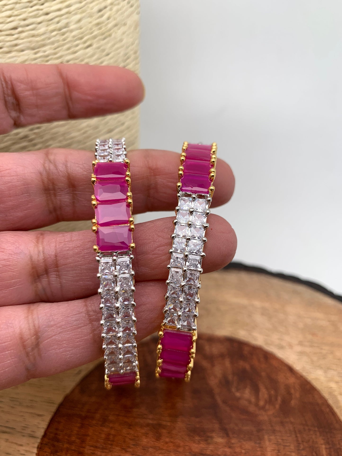 AD Ruby Red Stone Bangles