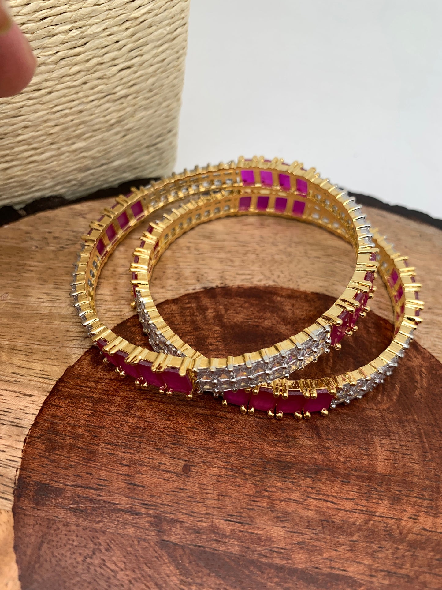 AD Ruby Red Stone Bangles