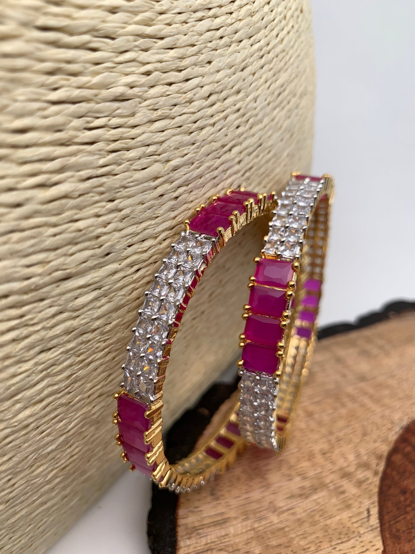 AD Ruby Red Stone Bangles