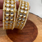 Two Line Kundan Pearls Openable Bangles