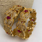 Golden CZ Red Stone Openable Bangles