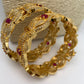 Golden CZ Red Stone Openable Bangles