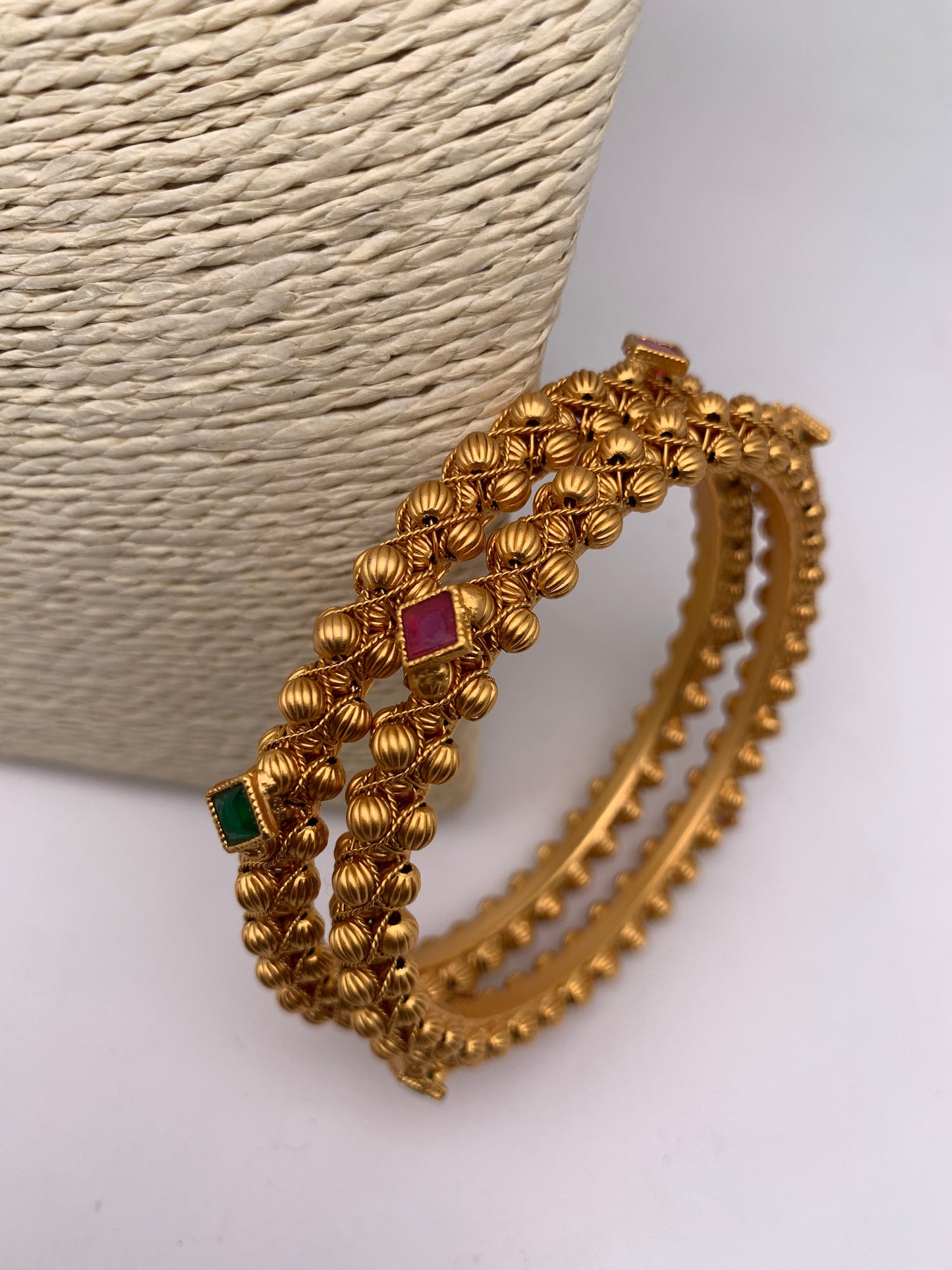 Multi Stone Golden Bangles