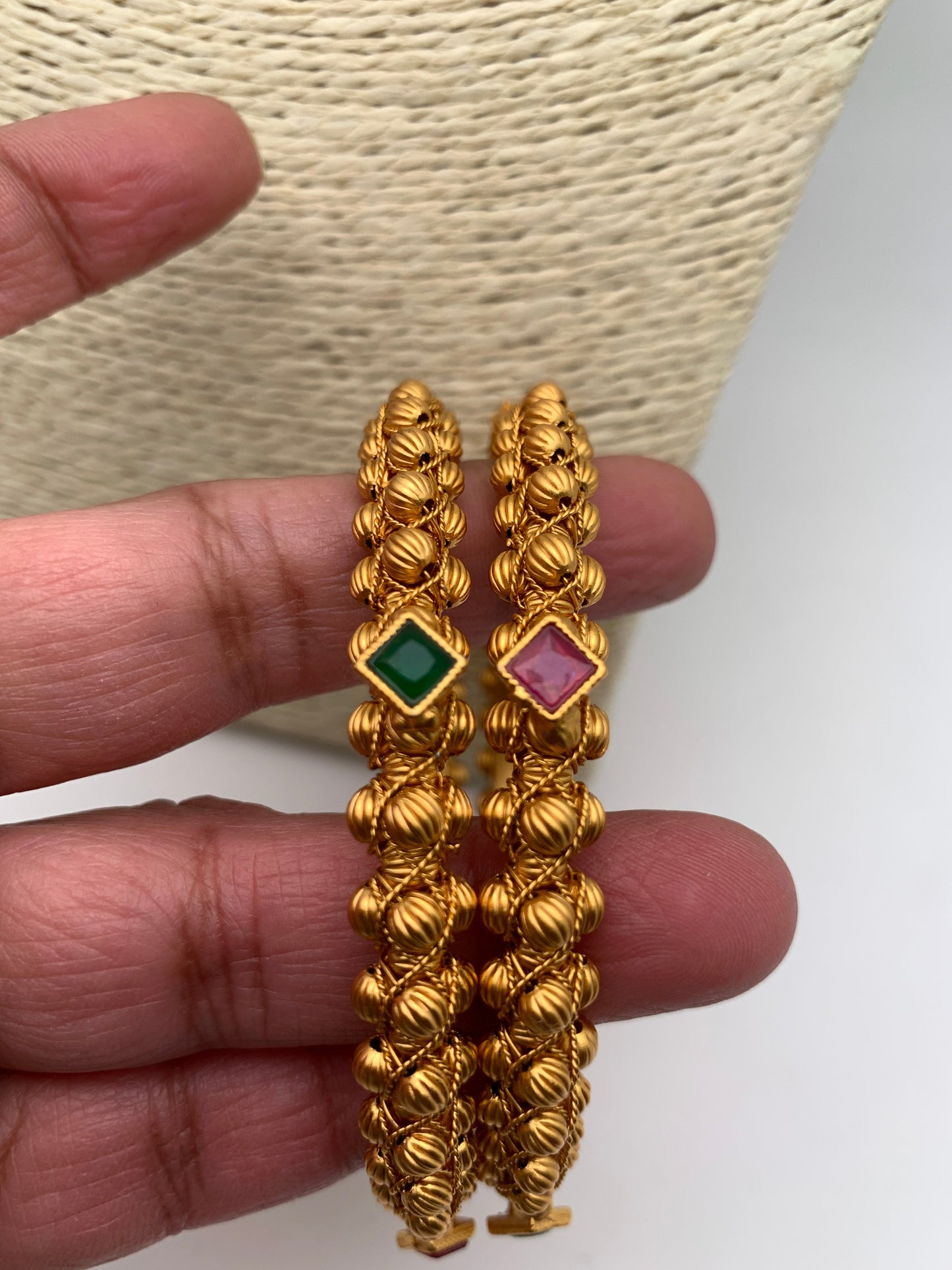 Multi Stone Golden Bangles