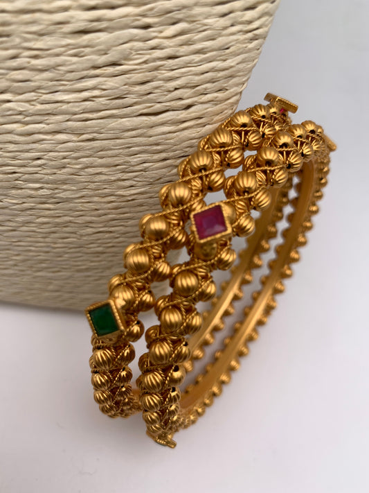 Multi Stone Golden Bangles