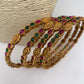 Red Green Stone Golden Bangles