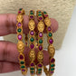 Red Green Stone Golden Bangles