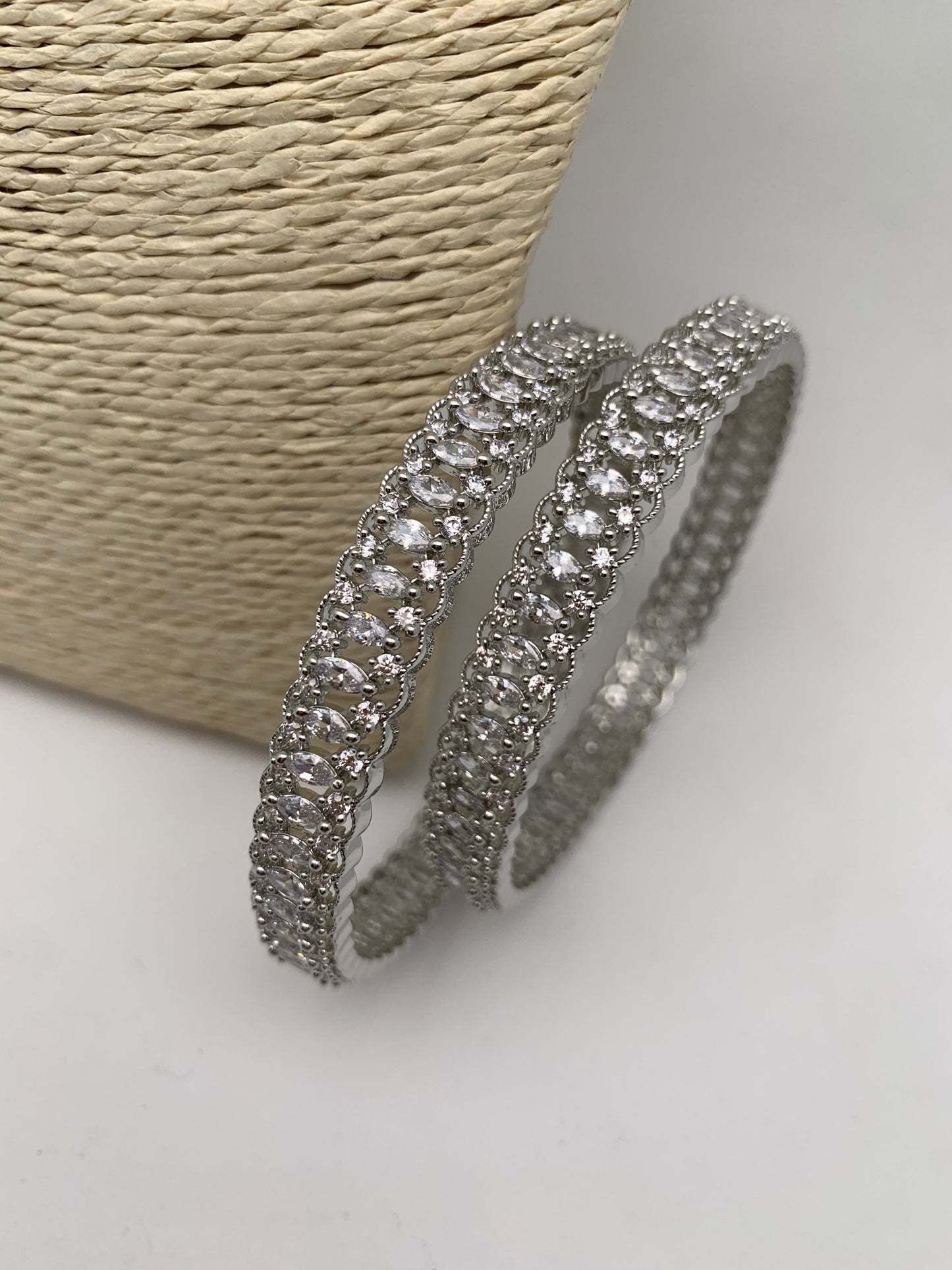 AD Silver Finish Bangles