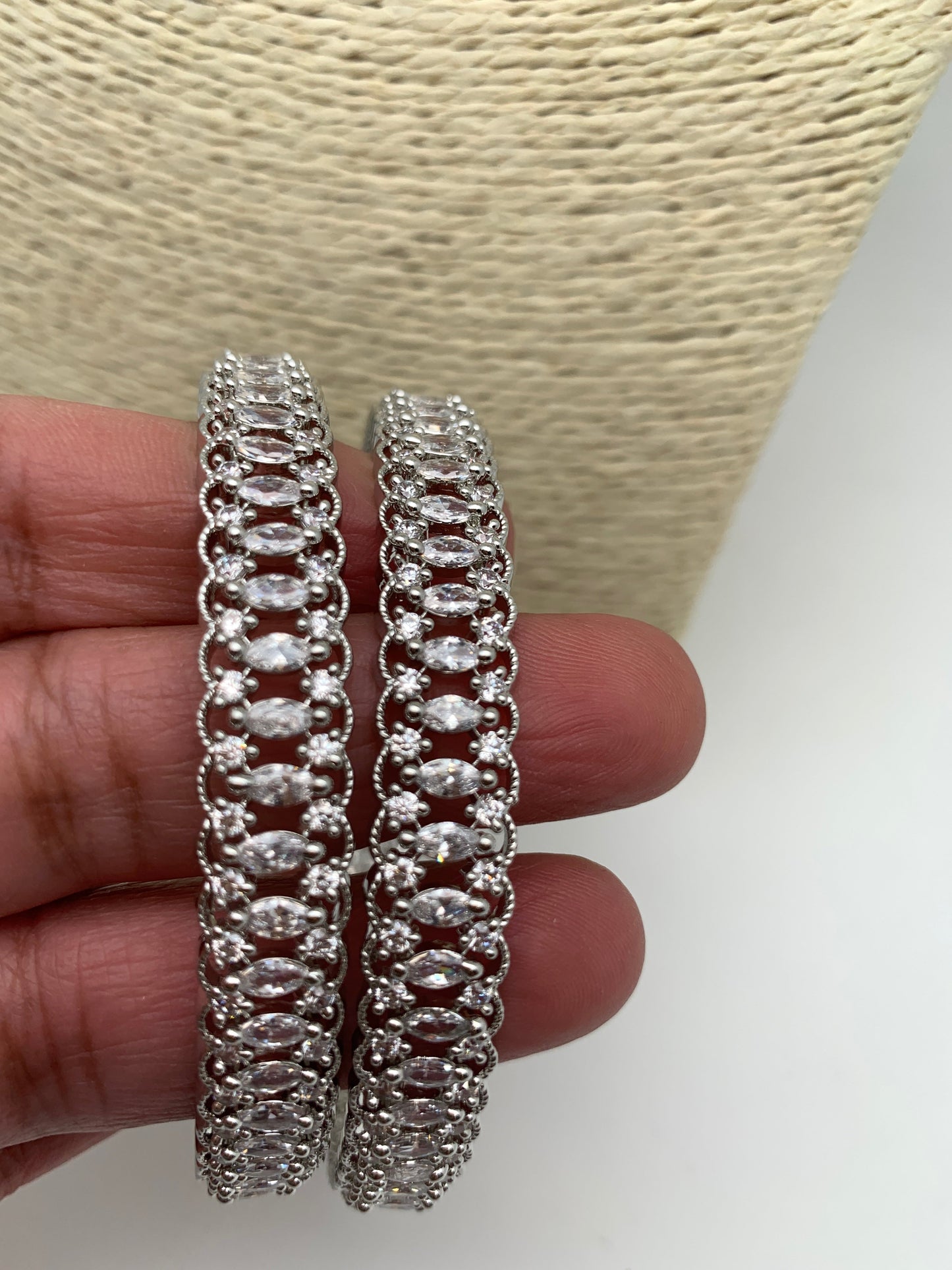 AD Silver Finish Bangles