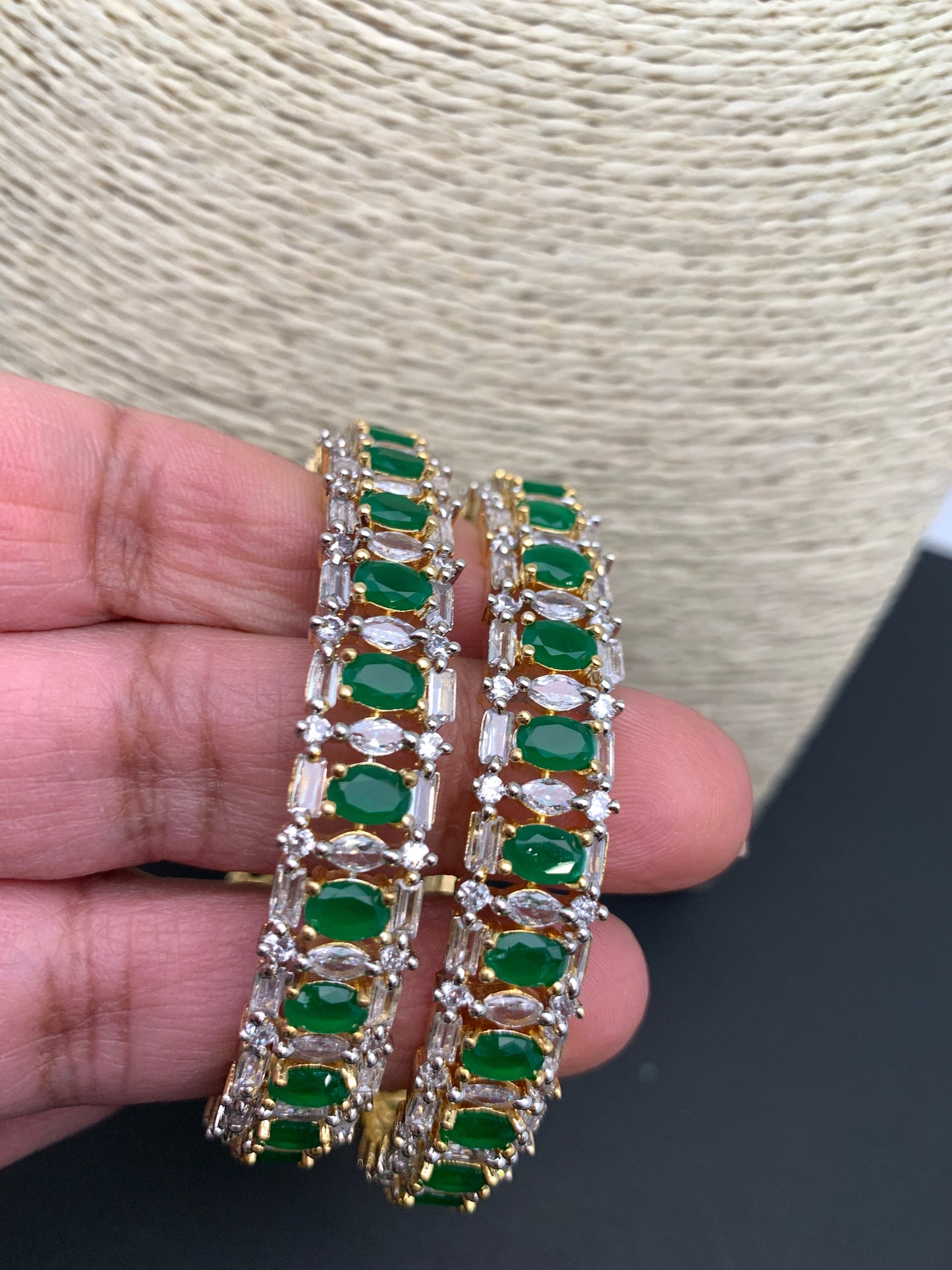 AD Green Stone Bangles